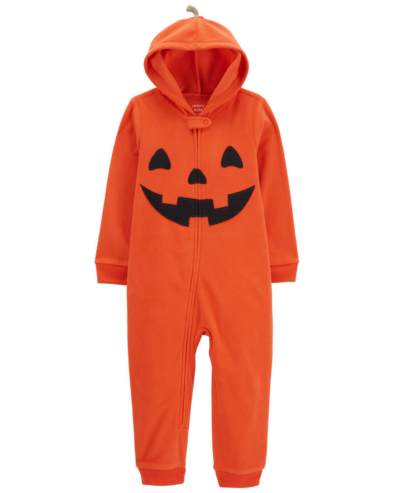 Toddler Halloween Jack-O-Lantern Hooded Jumpsuit, image 1 of 3 slides