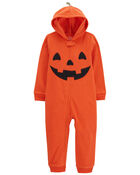 Toddler Halloween Jack-O-Lantern Hooded Jumpsuit, image 1 of 3 slides