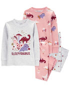 Toddler 4-Piece Dinosaur 100% Snug Fit Cotton Pajamas, image 1 of 4 slides