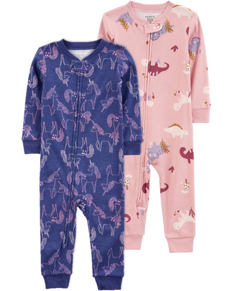 Toddler 2-Pack 100% Snug Fit Cotton Footless Pajamas, image 1 of 5 slides
