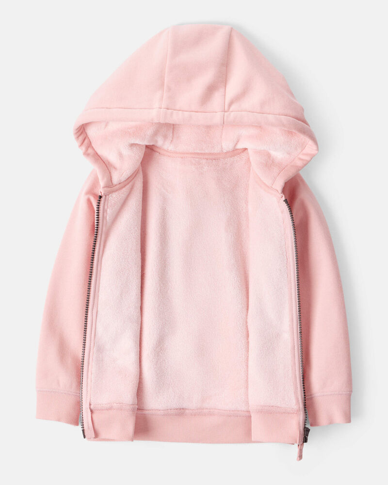 Toddler Girl Long-Sleeve Hooded Zip-Up Jacket - Pink, image 2 of 4 slides