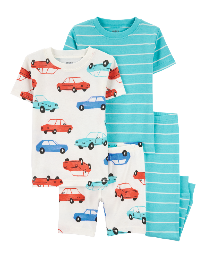 Baby 4-Piece Striped Car 100% Snug Fit Cotton Pajamas, image 1 of 4 slides