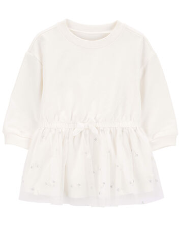 Baby Glitter Long-Sleeve Cotton Dress, 