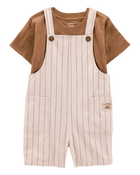 Toddler 2-Piece Tee & Striped Shortall Set, image 1 of 7 slides