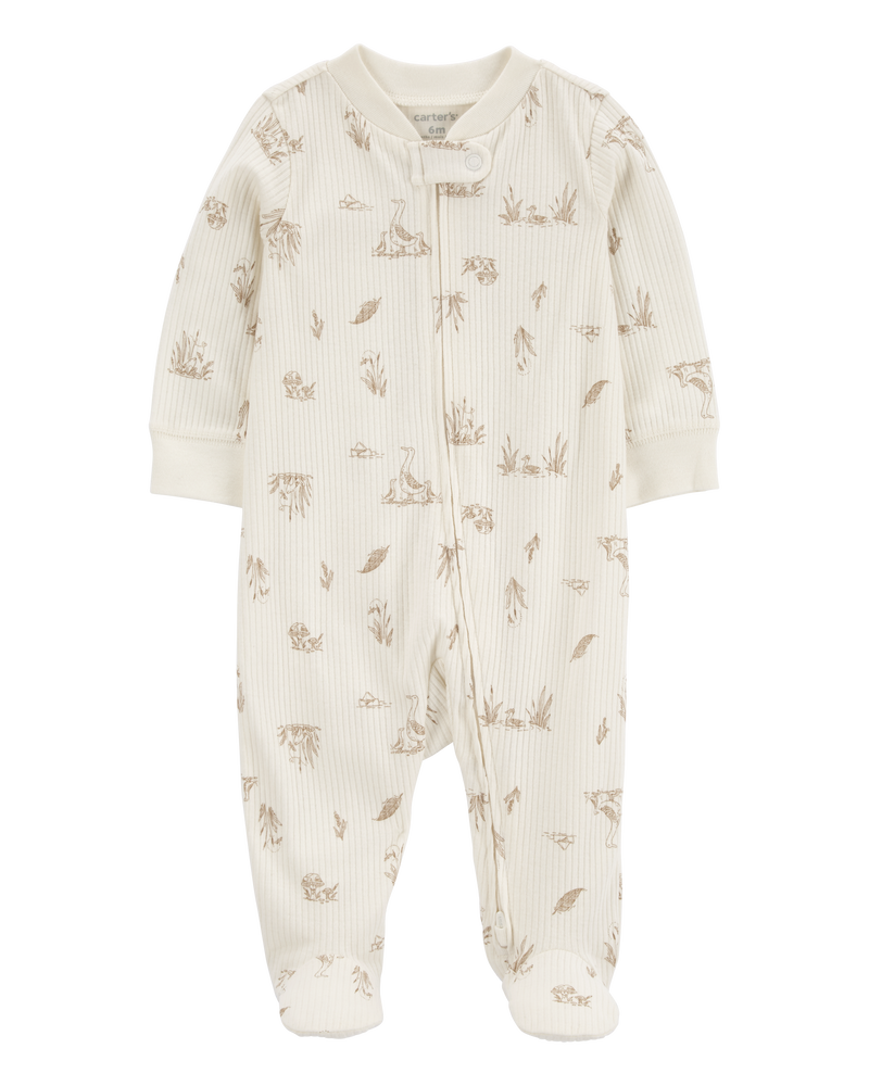 Baby Goose 2-Way Zip Ribbed Sleep & Play Pajamas, image 1 of 4 slides