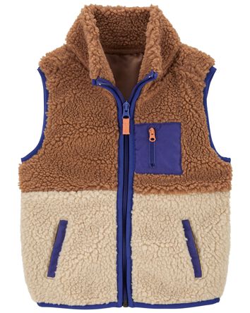 Zip-Up Sherpa Vest, 