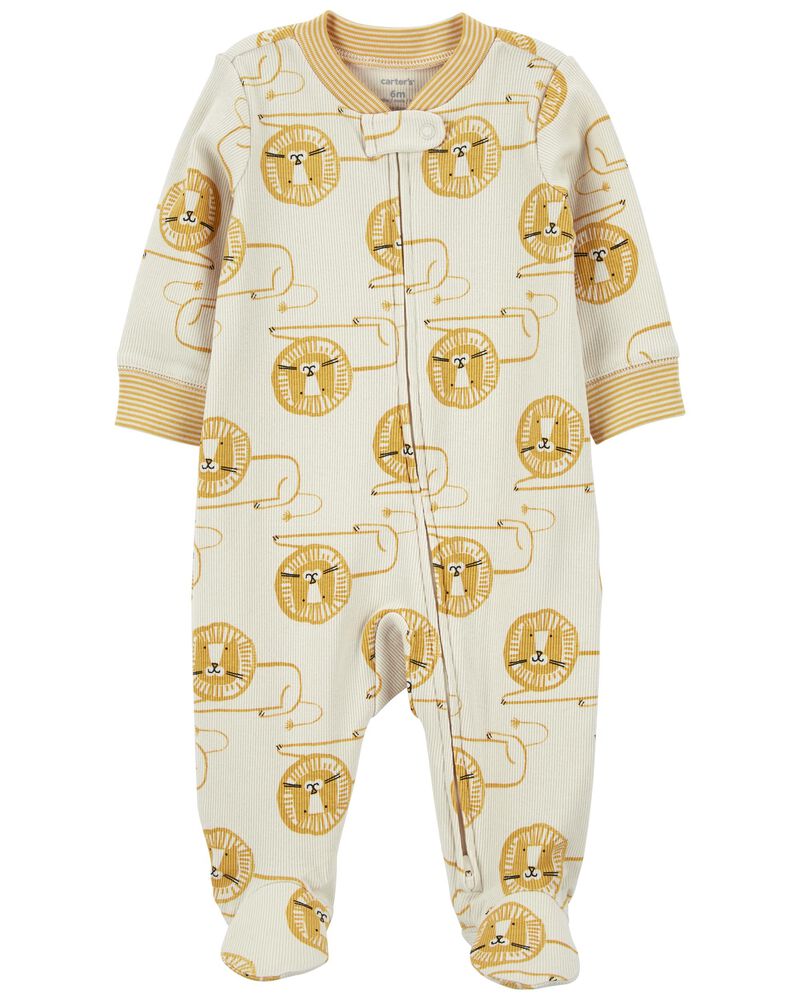 Baby Lion 2-Way Zip Cotton Blend Sleep & Play Pajamas, image 1 of 5 slides