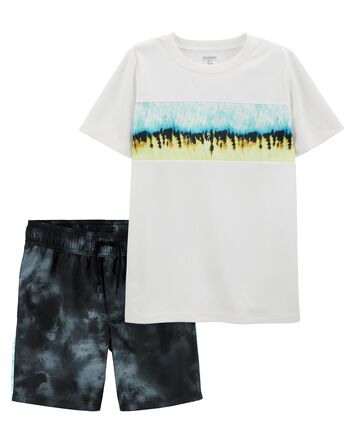 Kid 2-Piece  Active Tee & Shorts in Moisture Wicking Fabric, 