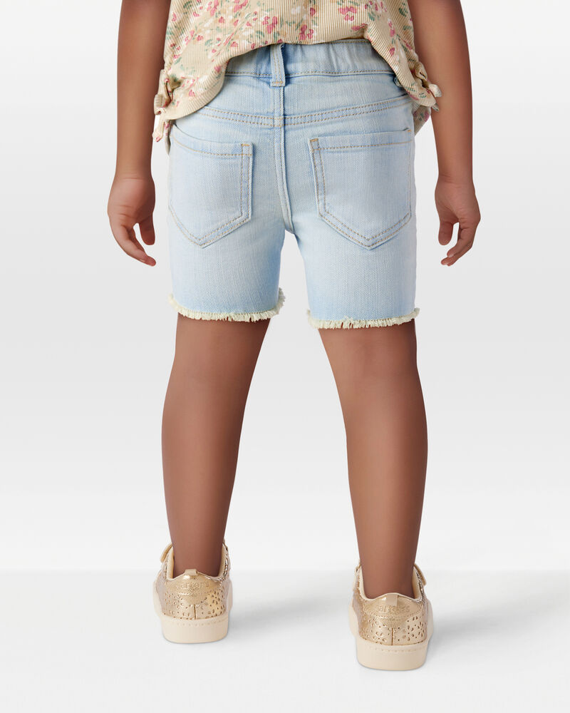 Toddler Frayed Hem Iconic Denim Short - Splash Wash, image 3 of 6 slides