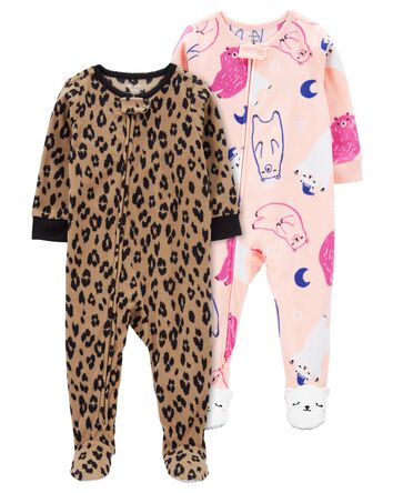 Baby 2-Pack 1-Piece Fleece Footie Pajamas