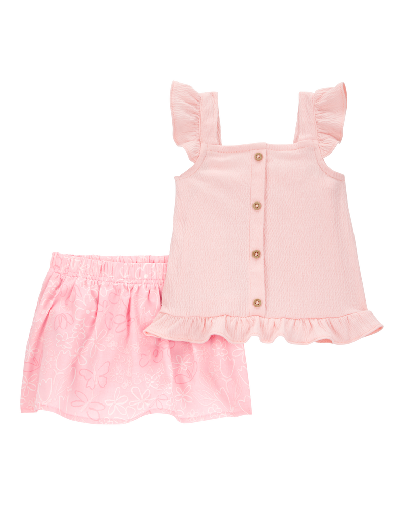 Baby 2-Piece Print Skort Set - Pink, image 1 of 4 slides