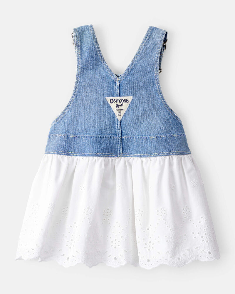 Baby Eyelet Denim Jumper Dress, image 2 of 7 slides