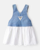 Baby Eyelet Denim Jumper Dress, image 2 of 7 slides