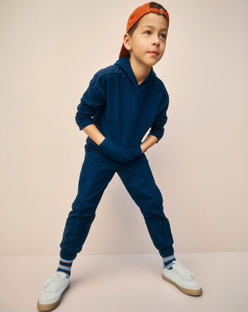 Boys French Terry Joggers - Navy Blue, 