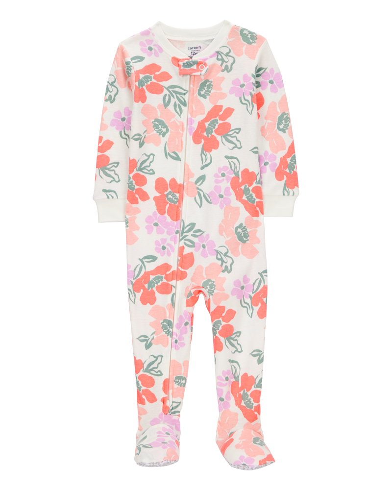 Baby Girl 1-Piece Floral 100% Snug Fit Cotton Footie Pajamas, image 1 of 3 slides