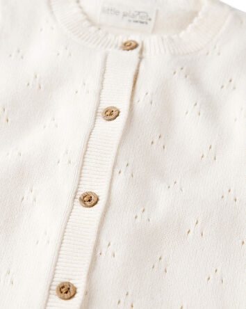Baby Girl Organic Cotton Sweater Knit Pointelle Jumpsuit, 