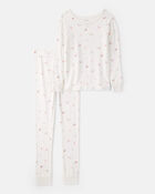 Girls Print PurelySoft Long-Sleeve 2-Piece Pajamas - Ivory, image 1 of 5 slides
