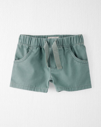 Baby Organic Cotton Drawstring Shorts in Green, 