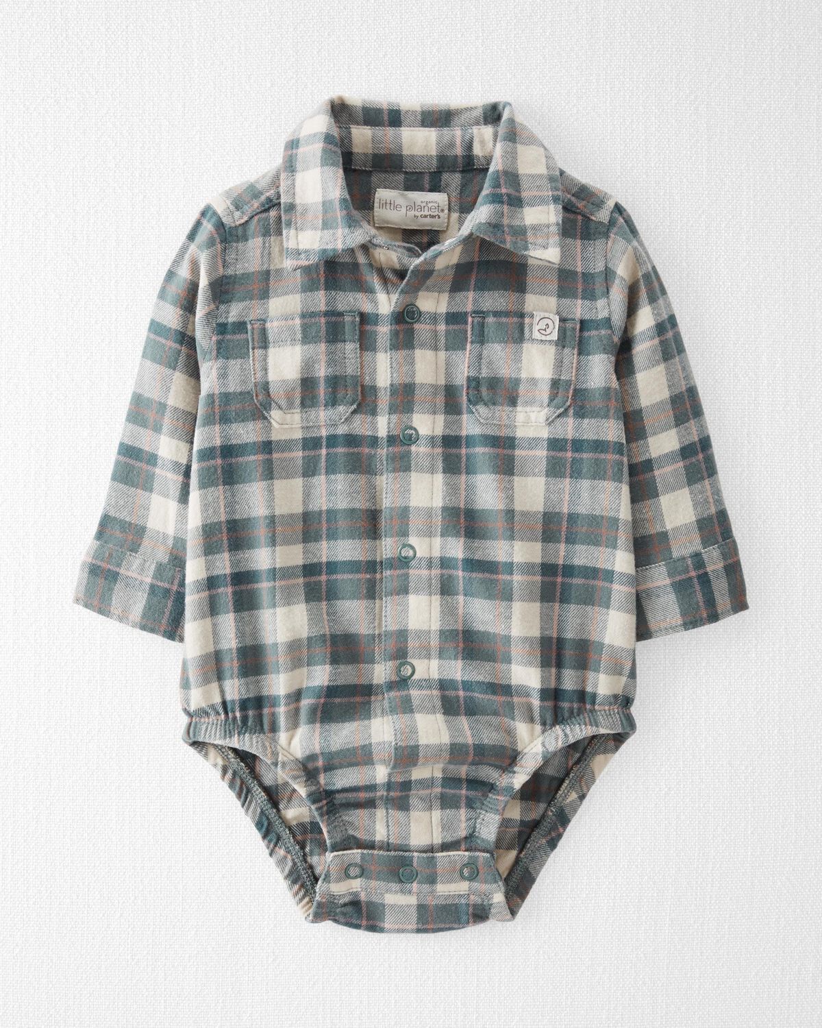 Plaid Baby Organic Cotton ButtonFront Bodysuit