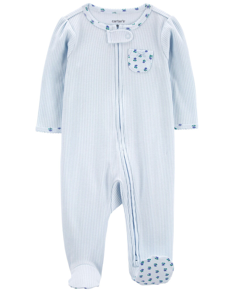 Baby Floral 2-Way Zip Thermal Sleep & Play Pajamas, image 2 of 7 slides