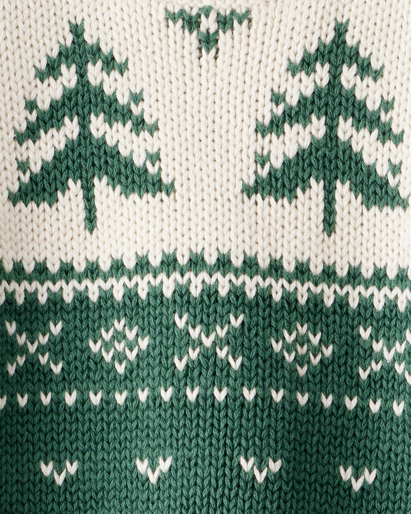 Baby Organic Cotton Evergreen Fair Isle Sweater , image 3 of 5 slides