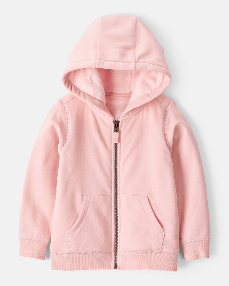 Toddler Girl Long-Sleeve Hooded Zip-Up Jacket - Pink, image 1 of 4 slides