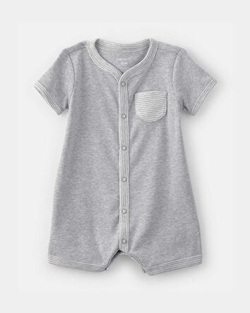 Baby Boy  Short-Sleeve Romper - Grey, 