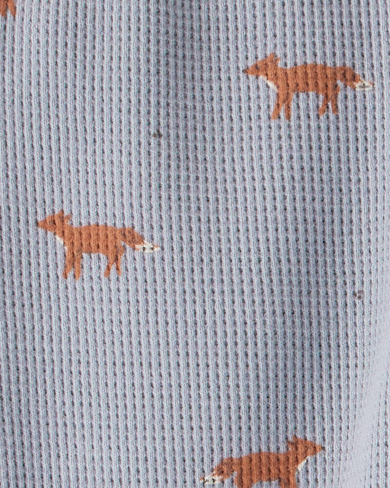 Baby 2-Piece Organic Cotton Waffle Knit Set in Shadow Fox Print, image 4 of 6 slides
