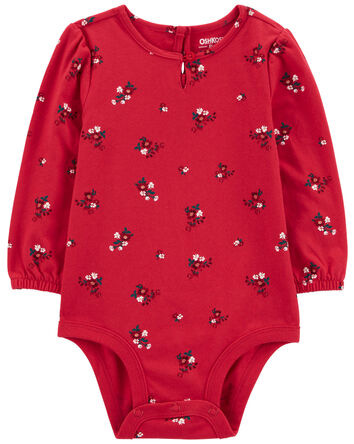 Baby Floral Print Long Sleeve Bodysuit, 