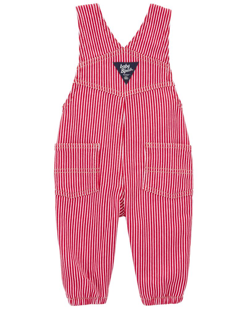 Baby Stretchy Hickory Stripe Overalls, image 2 of 3 slides