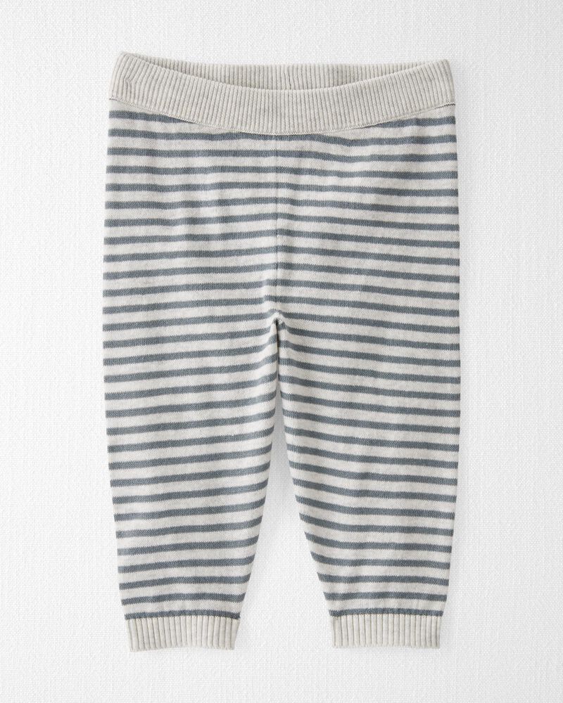 Baby Organic Cotton Grey Striped Sweater Knit Set, image 2 of 5 slides