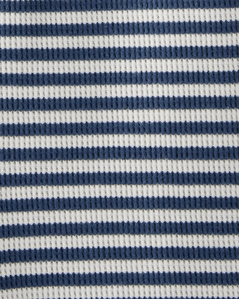 Baby Organic Cotton Waffle Knit Romper in Stripes, image 3 of 4 slides
