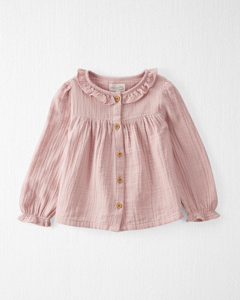 Baby Organic Cotton Gauze Button-Front Top in Perfect Pink

, image 1 of 4 slides