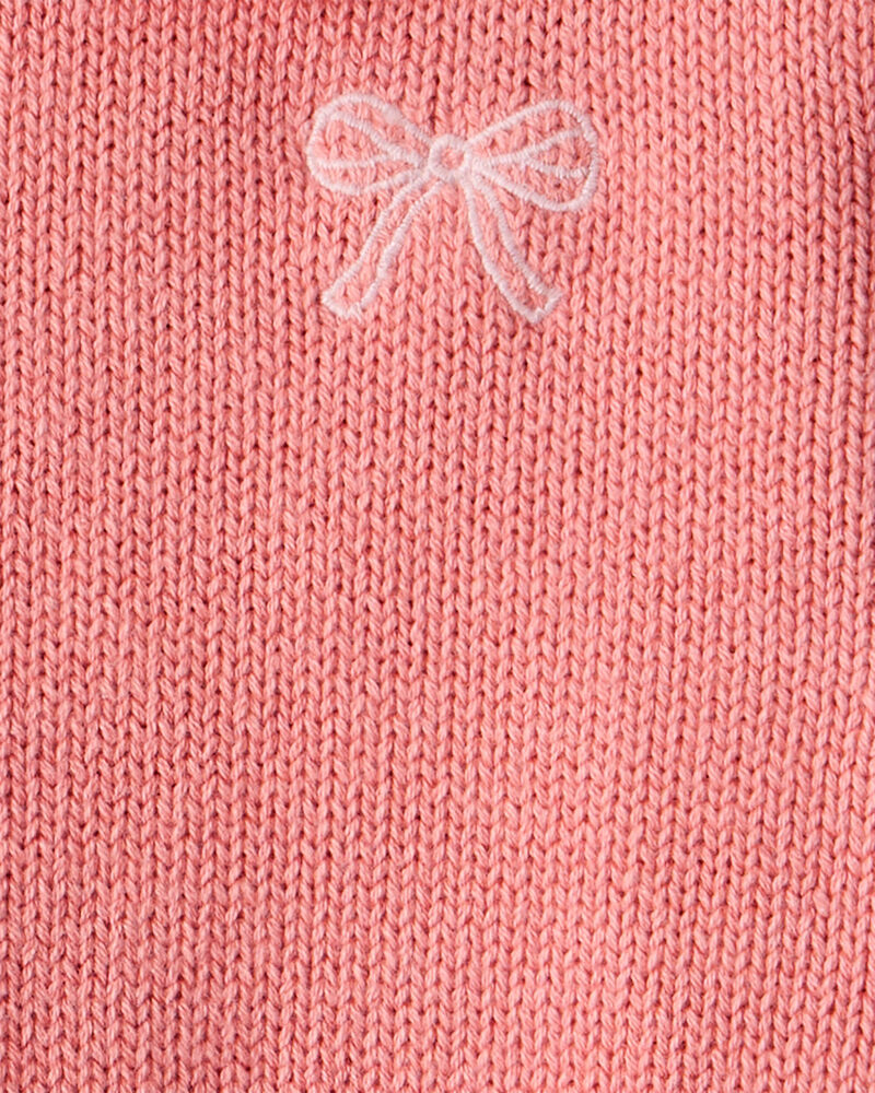Baby Girl Bow Cotton Long-Sleeve Sweater - Pink, image 3 of 4 slides