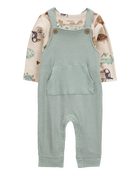 Baby 2-Piece Long-Sleeve Tee & Waffle Knit Coverall Set - Green, image 1 of 6 slides