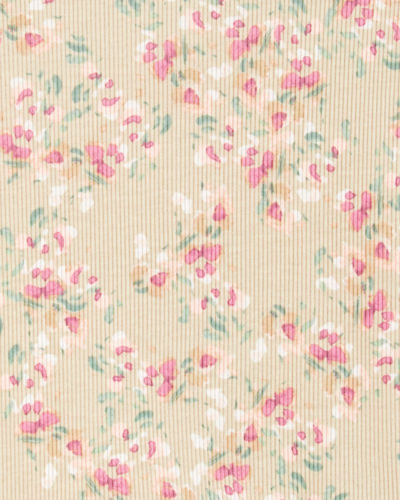 Toddler Short-Sleeve Cotton Rib Floral Top, image 2 of 3 slides