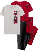 Red - Kid 4-Piece Monster Truck Cotton Blend Pajamas