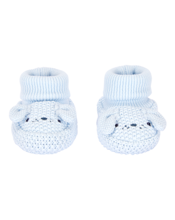 Baby Puppy Crochet Booties - Blue, 