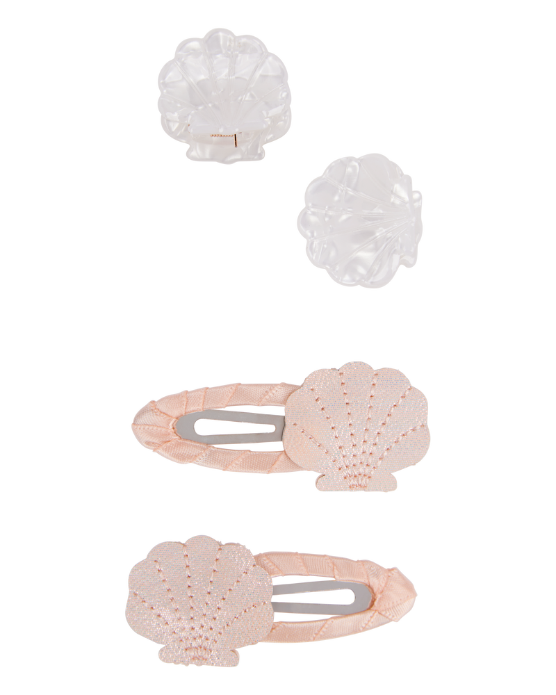 Toddler 4-Pack Seashell Hair Clips, image 1 of 2 slides