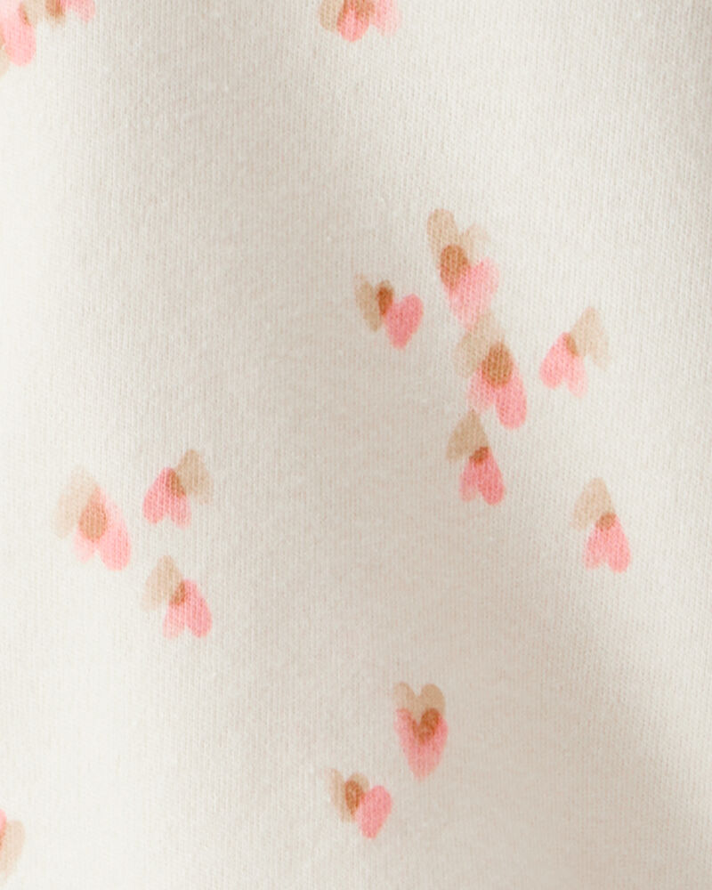 Baby Girl Heart Print Long-Sleeve Flannel Shirt - Cream, image 3 of 4 slides