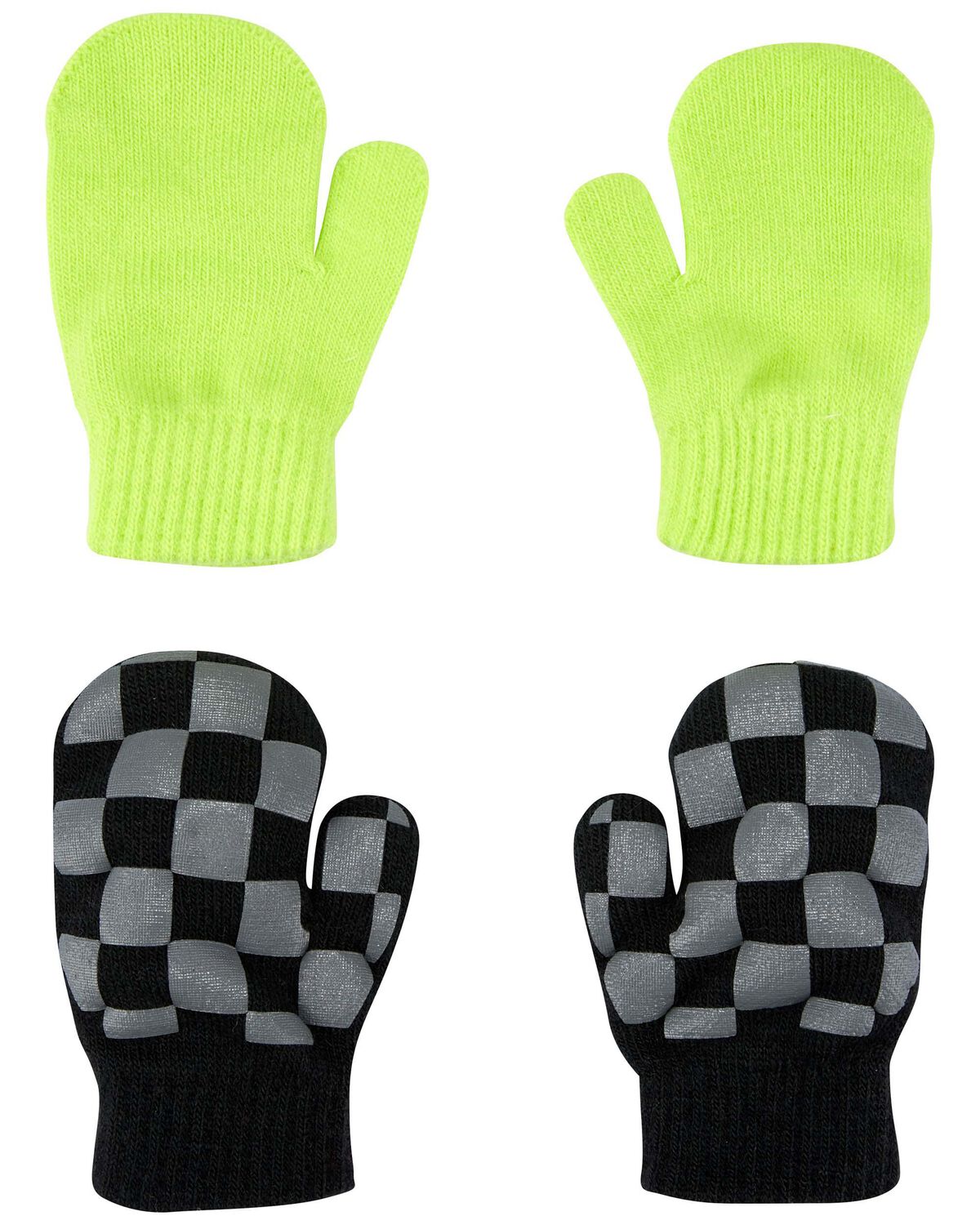 Neon Yellow/Black Toddler 2Pack Gripper Mittens
