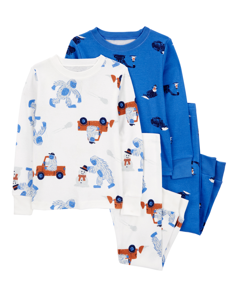 Baby 4-Piece Big Foot 100% Snug Fit Cotton Pajamas, image 1 of 4 slides