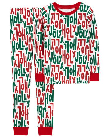 Kid 2-Piece Holly Jolly Holiday 100% Snug Fit Cotton Pajamas, 