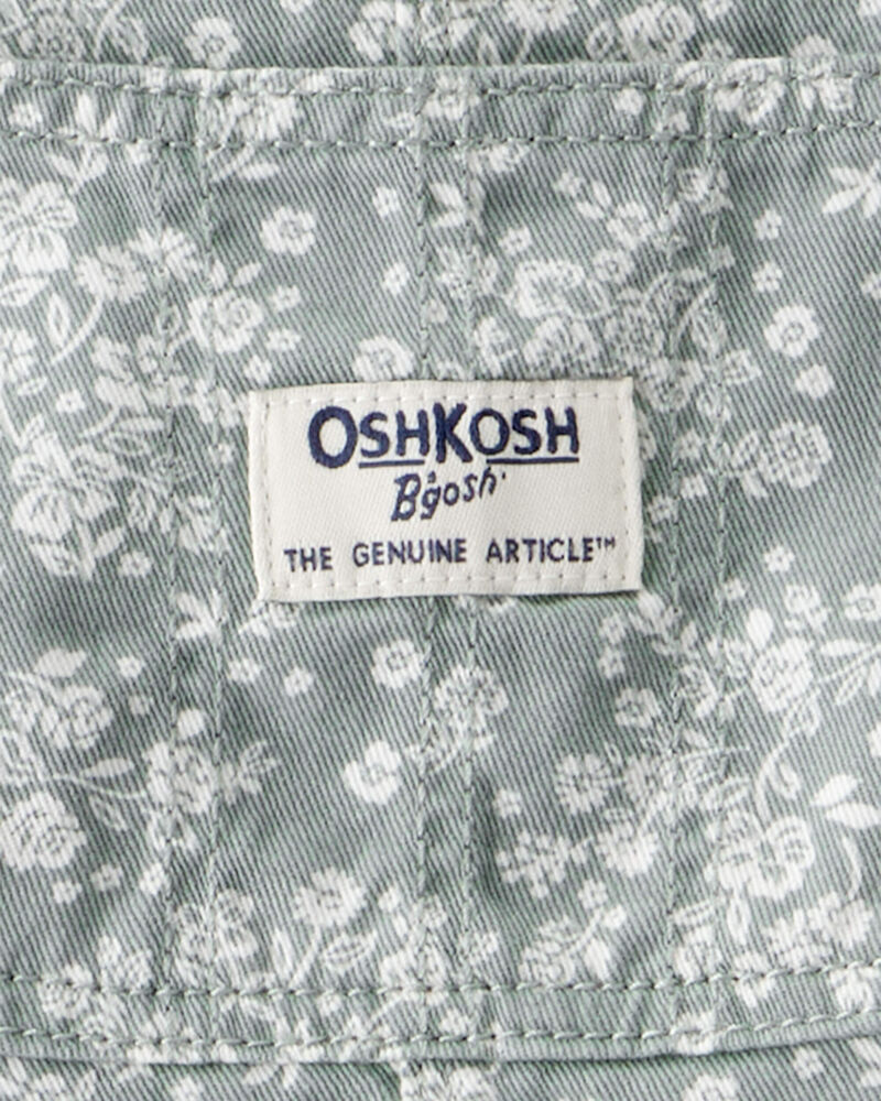 Toddler Lightweight Floral Print Canvas Overalls - Green, image 3 of 4 slides