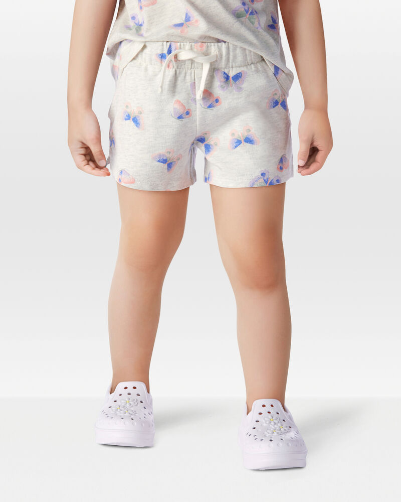 Toddler Girl Butterfly Print Pull-On French Terry Shorts - Grey, image 2 of 6 slides