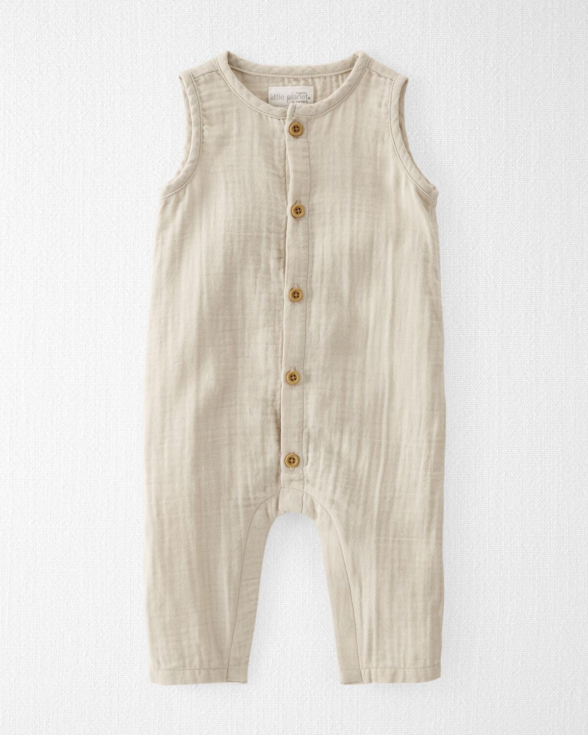 Ember Oatmeal Baby Organic Cotton Gauze Jumpsuit