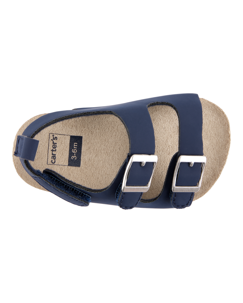 Baby Buckle Faux Cork Sandals  - Navy, image 4 of 7 slides