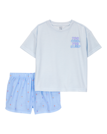 Girls Ice Cream Print Loose Fit 2-Piece Pajamas - Blue, 