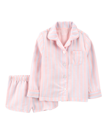 Toddler Striped Loose Fit 2-Piece Pajamas - Purple, 