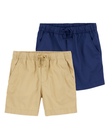 Kid 2-Pack Pull-On Poplin Shorts, 